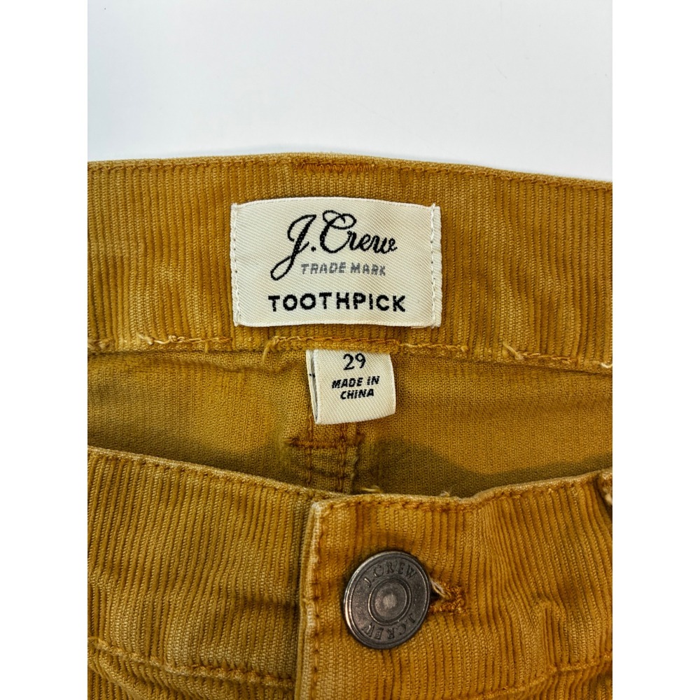 J.Crew Toothpick Corduroy Pants Mustard Yellow Skinny Slim Fit Womens Size 29 - Picture 4 of 8